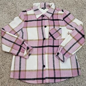 Plaid Pink and Cream Women's Plaid Shacket